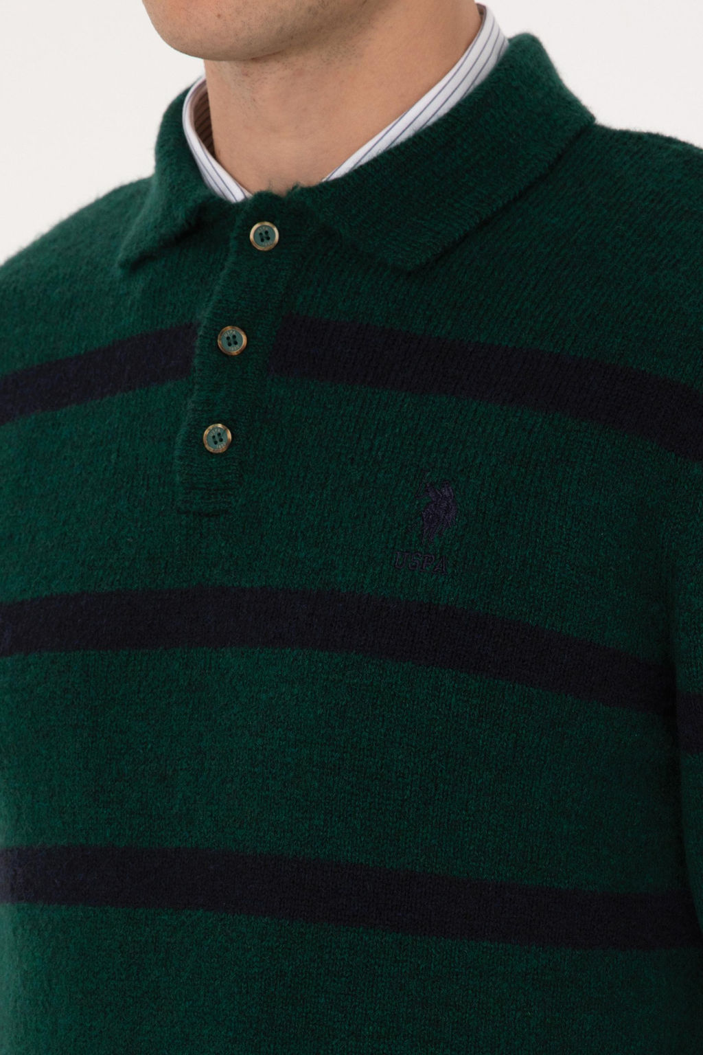 Erkek Regular Fit Polo Yaka Koyu Ye_il Kazak - U.s. polo assn фото 7