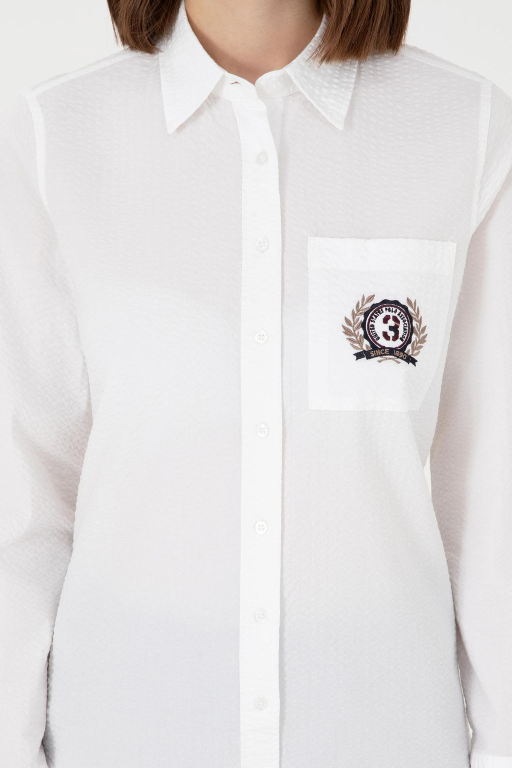 Женская белая рубашка с длинным рукавом - U.s. polo assn фото 6