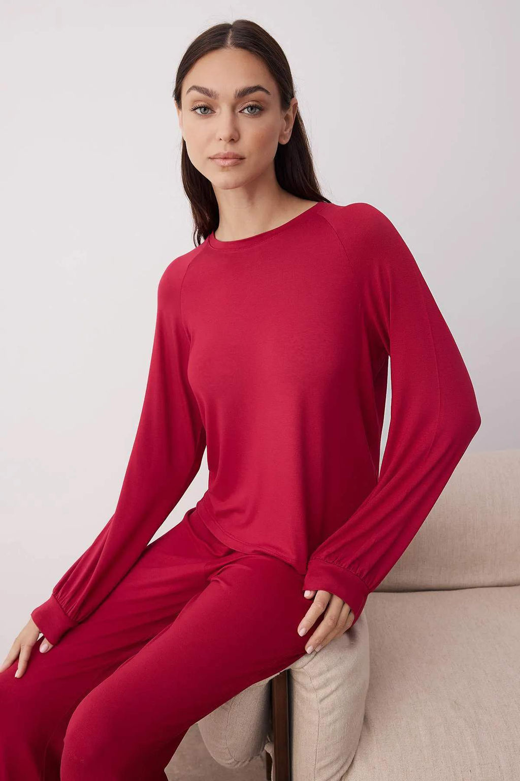 Bordo Duz Viskon Suprem Orme Pijama Tak?m? THMAW26PT00019