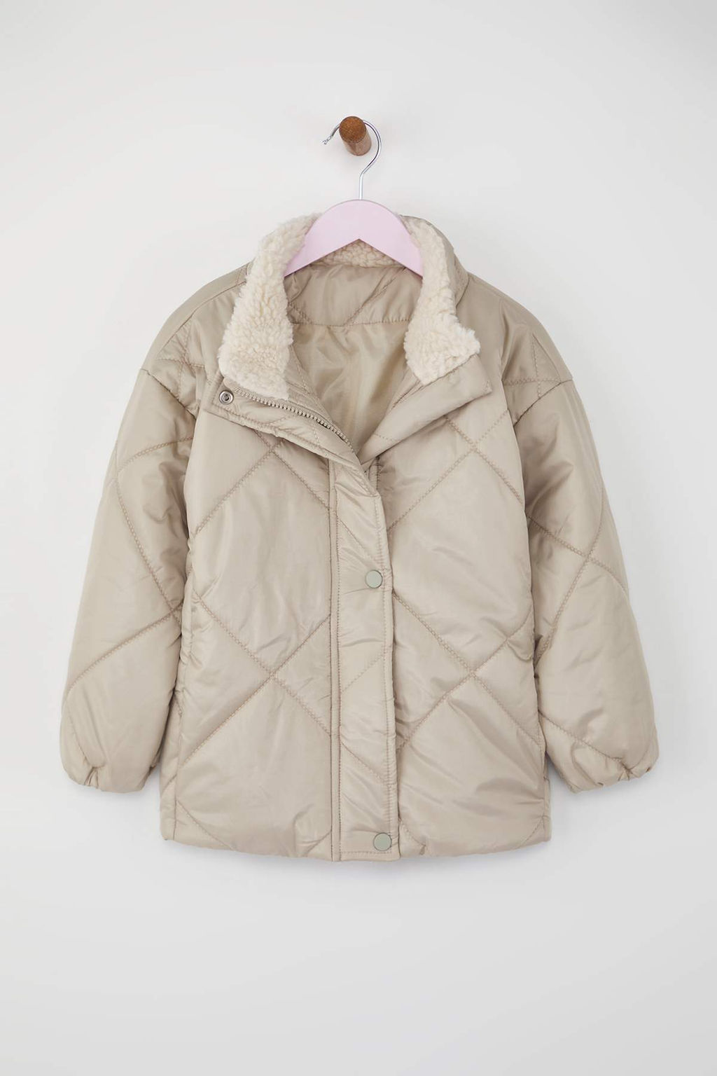 Tas Duz/Basic Dik Yaka Kal?n Kapitoneli Regular K?z Cocuk Mont TKDAW26MO00011 - Trendyolmilla фото 2