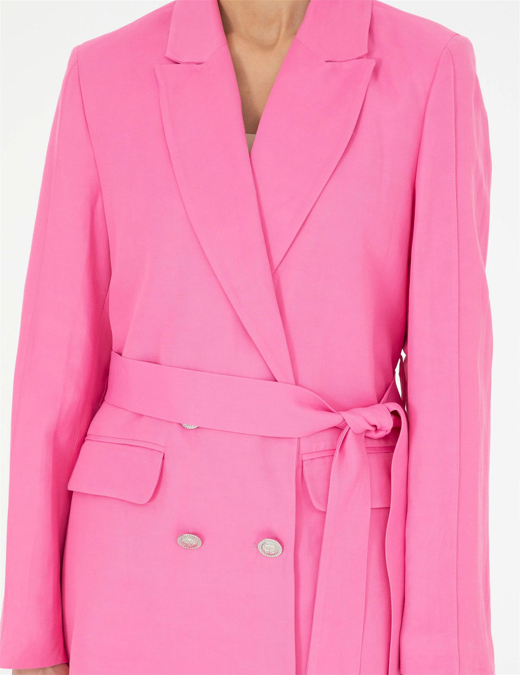 Pembe Keten Kar___ml_ Regular Fit Ceket