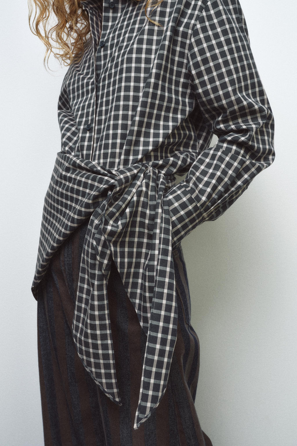ZW COLLECTION CHECK SHIRT WITH SCARF - Zara фото 4