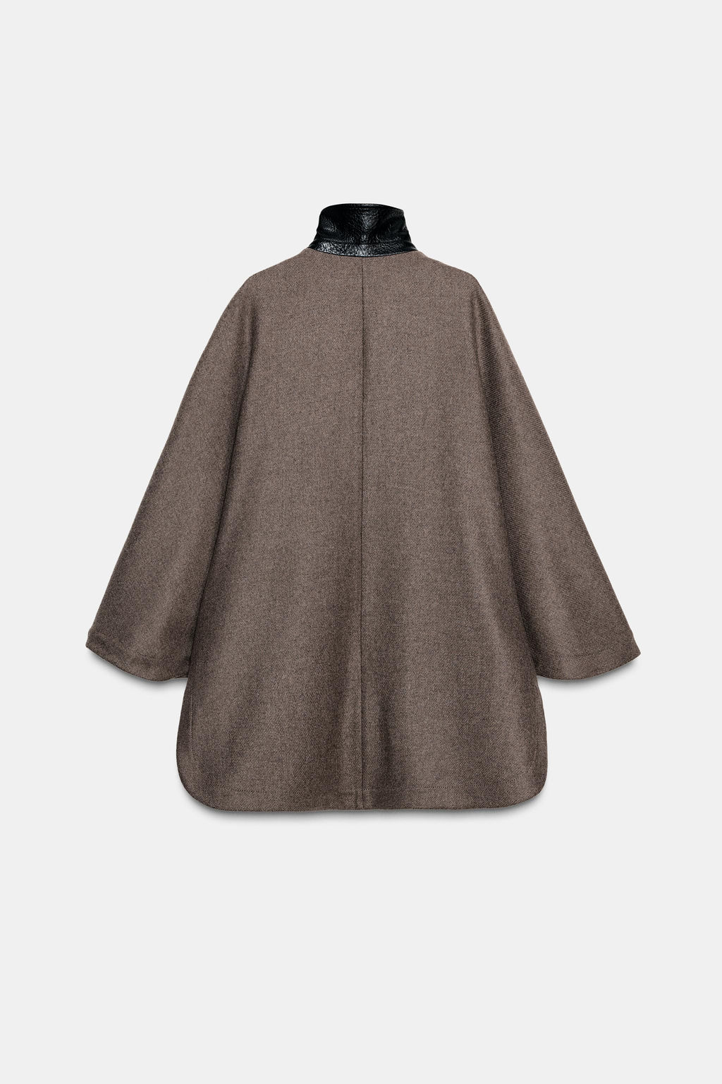 WOOL CAPE COAT WITH CONTRAST COLLAR - Zara фото 3