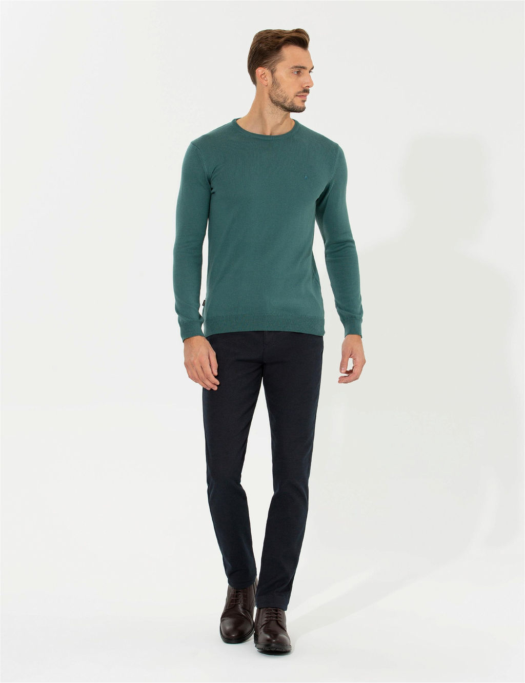 Ye_il Slim Fit Bisiklet Yaka Basic Triko Kazak - Pierre cardin фото 4