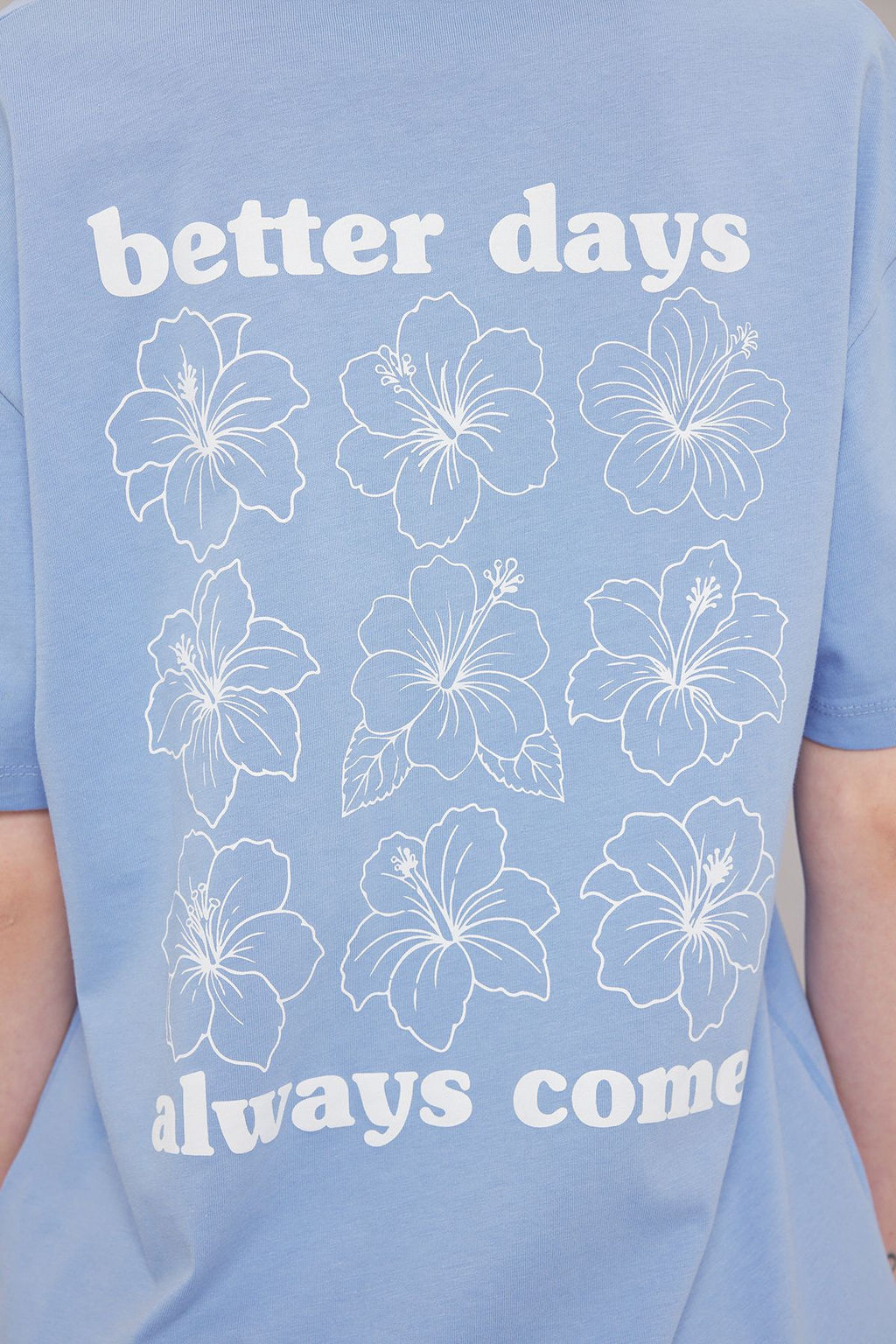 TRENDYOLMILLA Ac?k Mavi %100 Pamuk Oversize/Genis Kal?p On Arka Bask?l? Orme T-Shirt TWOSS25TS00059  фото 7