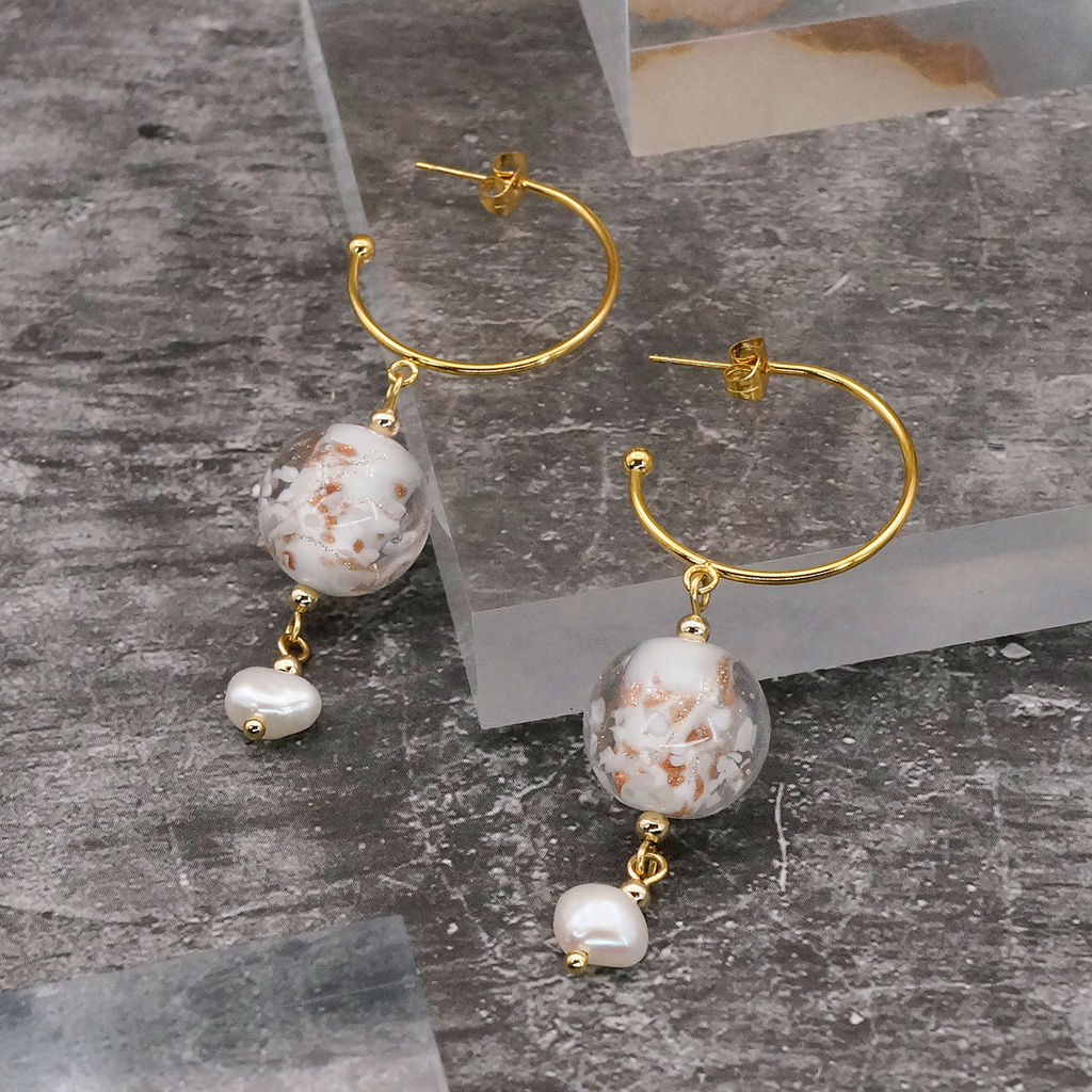 Серьги из муранского стекла SNOW MIRACLE LC3464