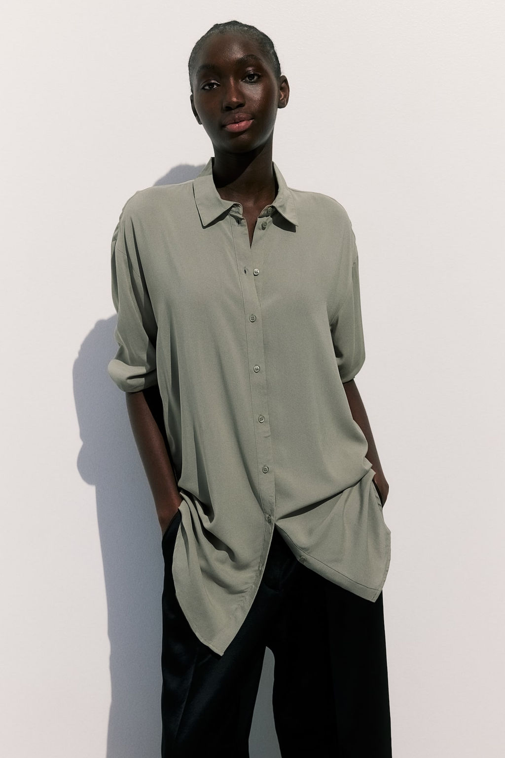 MAMA Camisa con cinturon de anudar Before & After - H&m фото 3