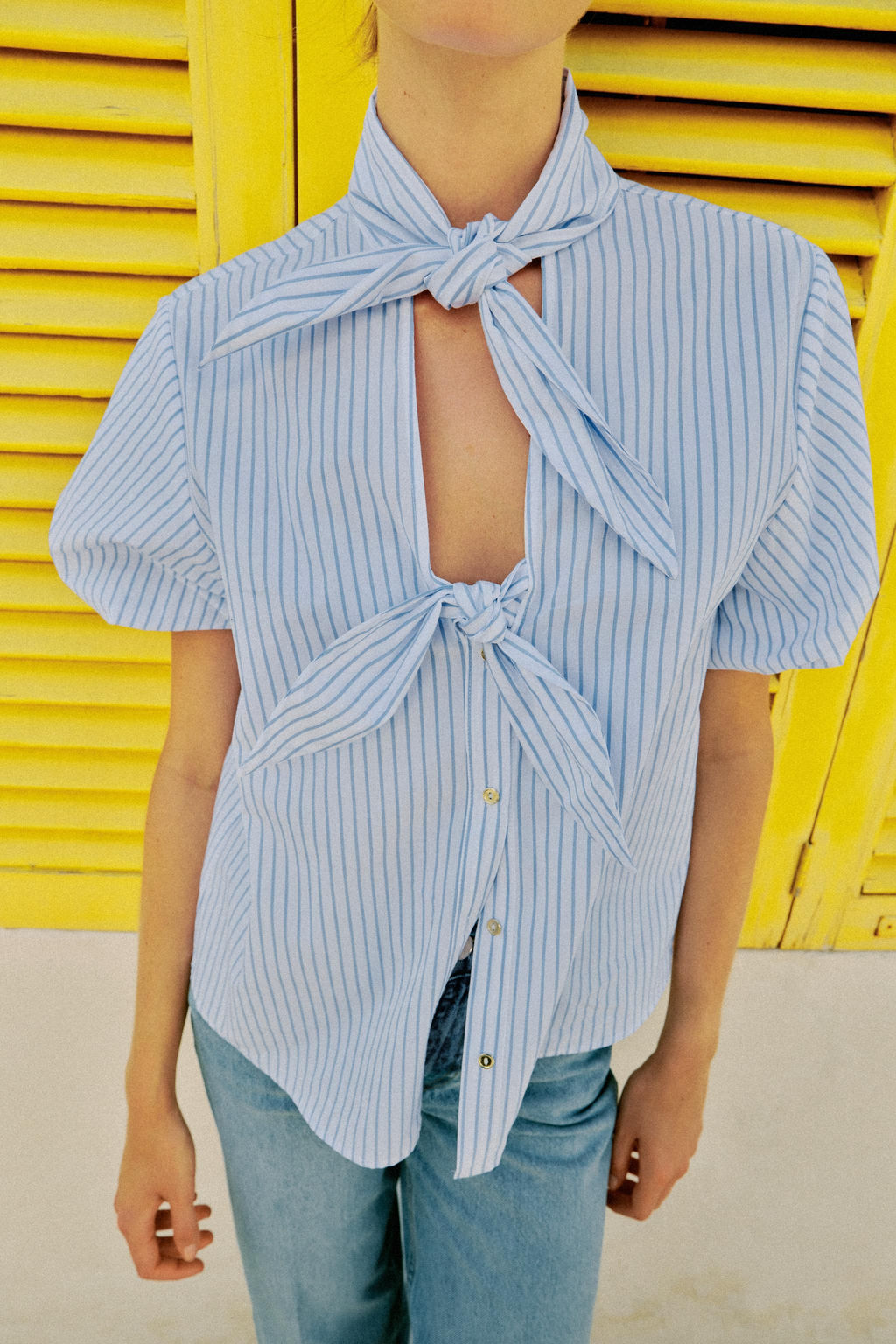 CUERPO RAYAS LAZOS / Blanco / Celeste - Zara фото 3