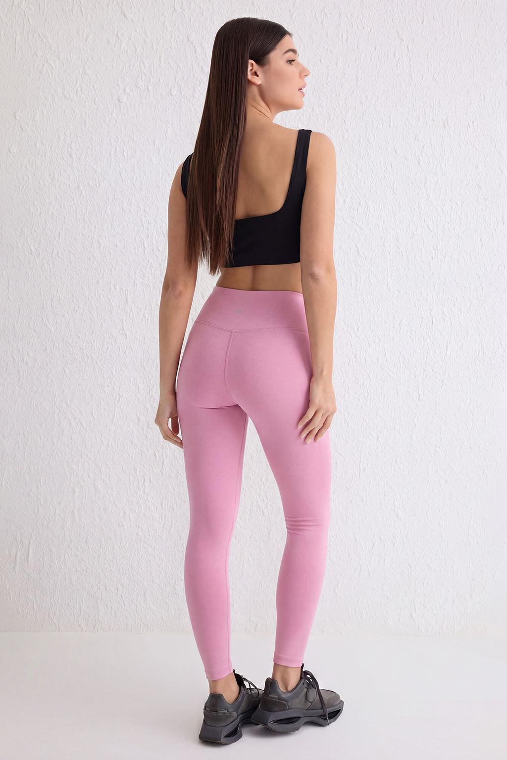 Pembe Soft F?rcal? Kumas Reflektor Bask? Detayl? Tam Boy Orme Spor Tayt THMAW25TY00020