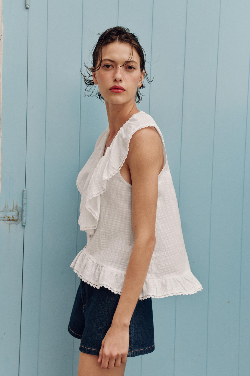 BLUSA VOLANTES PUNTILLA / Blanco - Zara фото 5