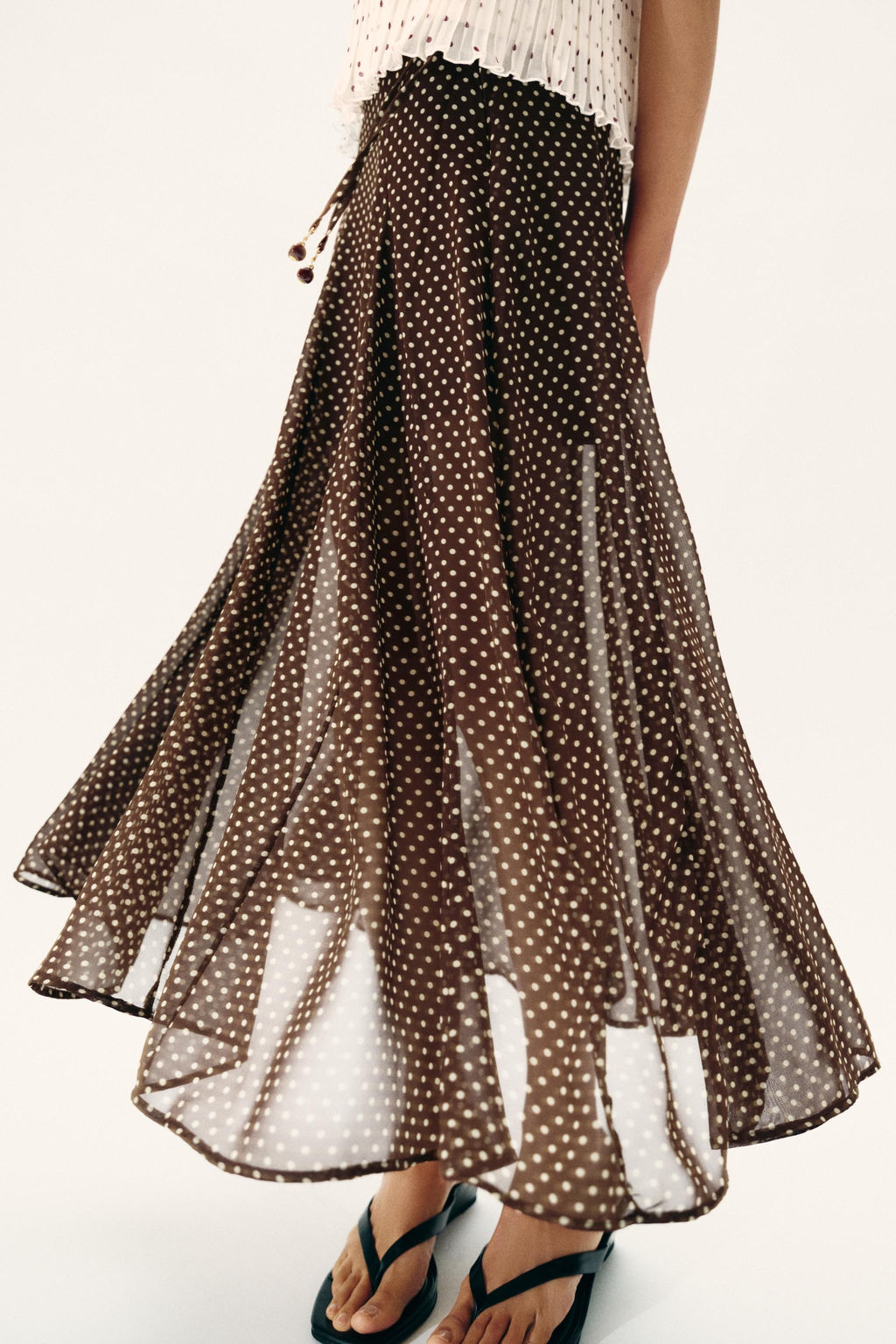 FALDA MIDI LUNARES / Marr?n / Crudo - Zara фото 2