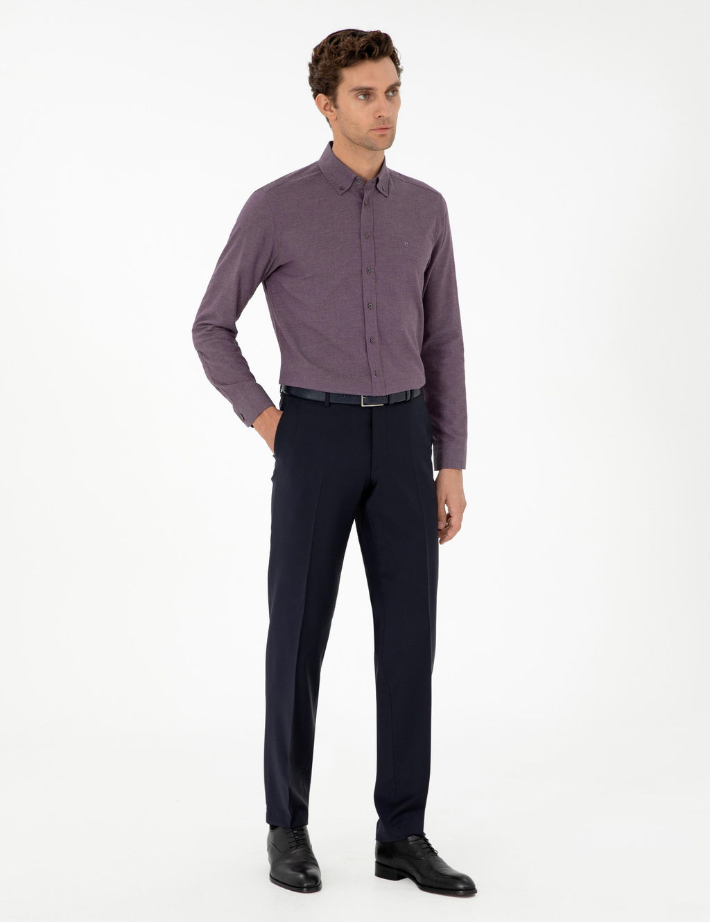 Тканевые брюки узкого кроя темно-синего цвета - Cacharel фото 3