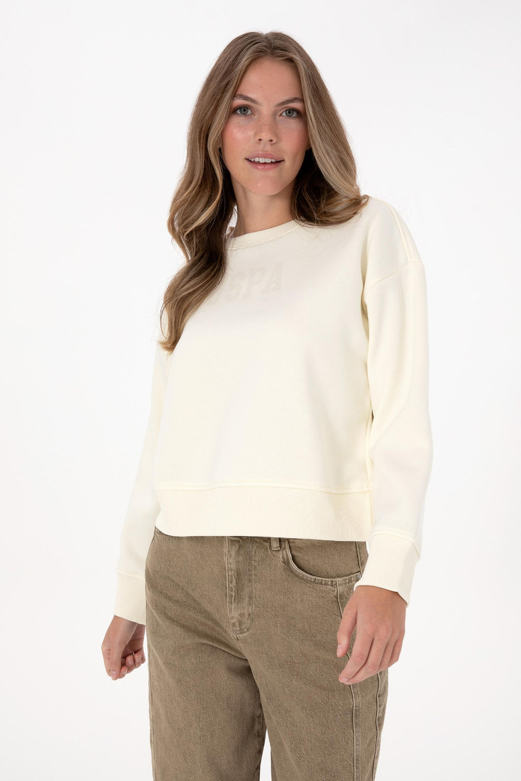 Kad_n Krem Basic Sweatshirt Sepette S_rpriz _ndirim