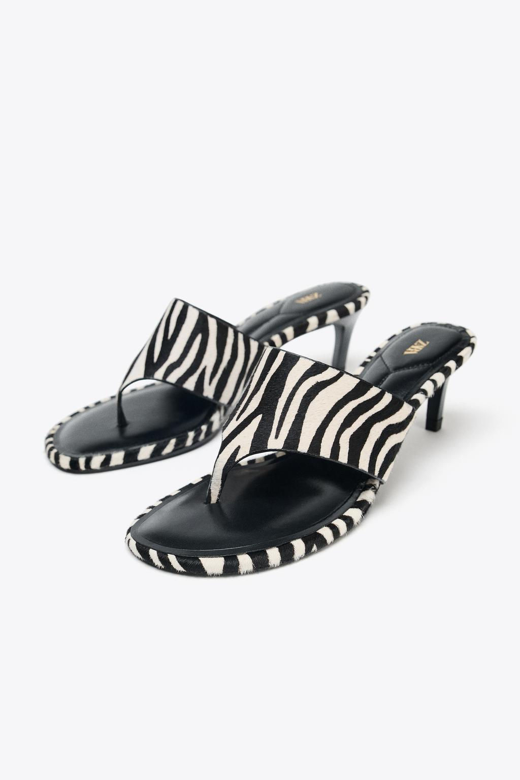 ANIMAL PRINT LEATHER SANDALS - Zara фото 3