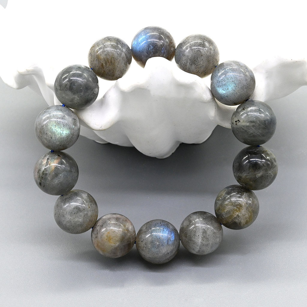 Браслет из Лабрадора шарик 15мм - Радуга камня фото 2