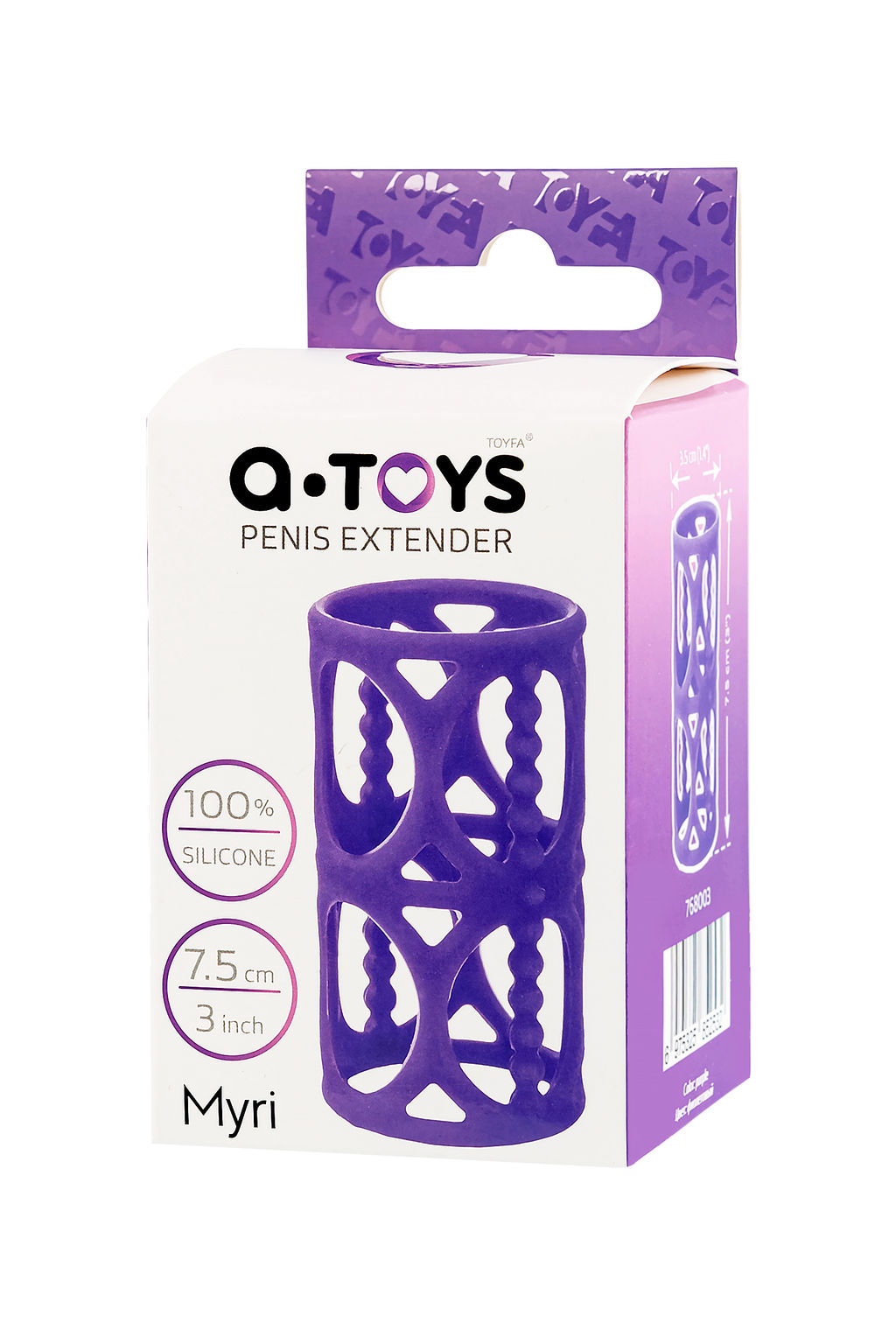 Насадка на пенис A-Toys by TOYFA Myri, силикон, фиолетовый, 7,5 см