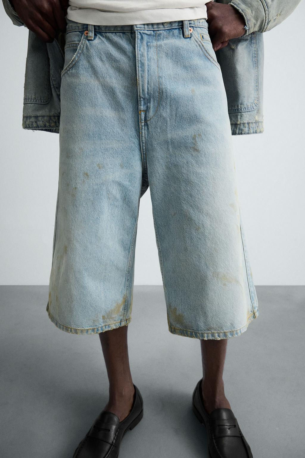 VINTAGE EFFECT BAGGY FIT DENIM BERMUDA SHORTS - Zara фото 5