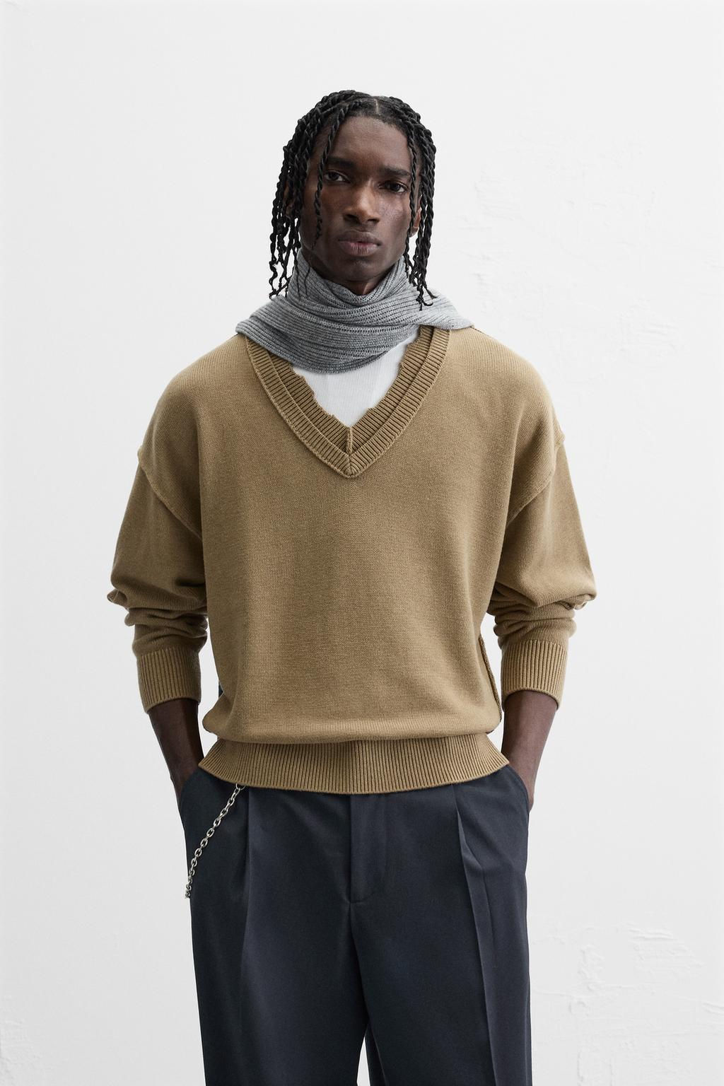 DOUBLE LAYERED V-NECK SWEATER - Zara фото 2