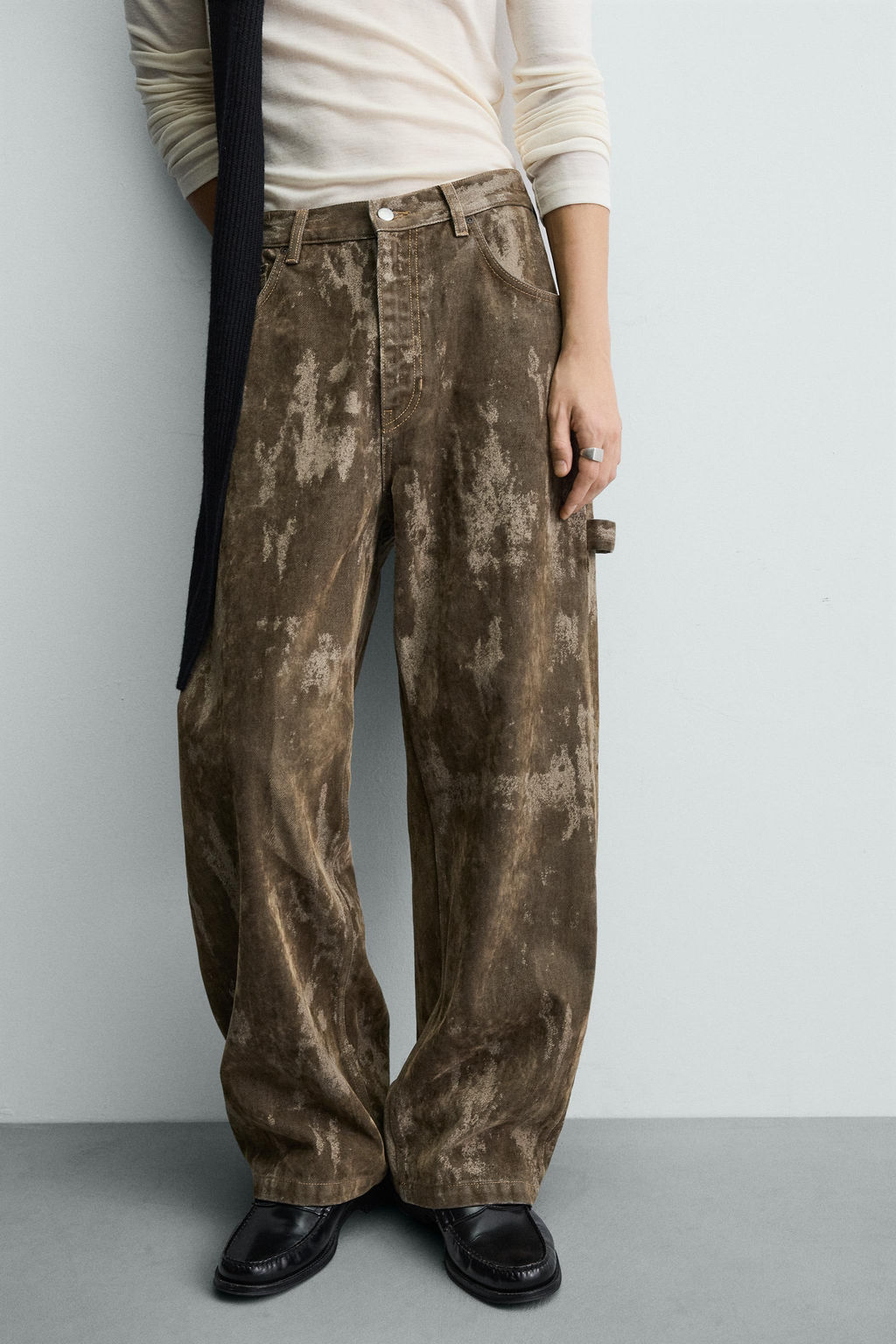 FLOCKED BAGGY-FIT JEANS - Zara фото 5