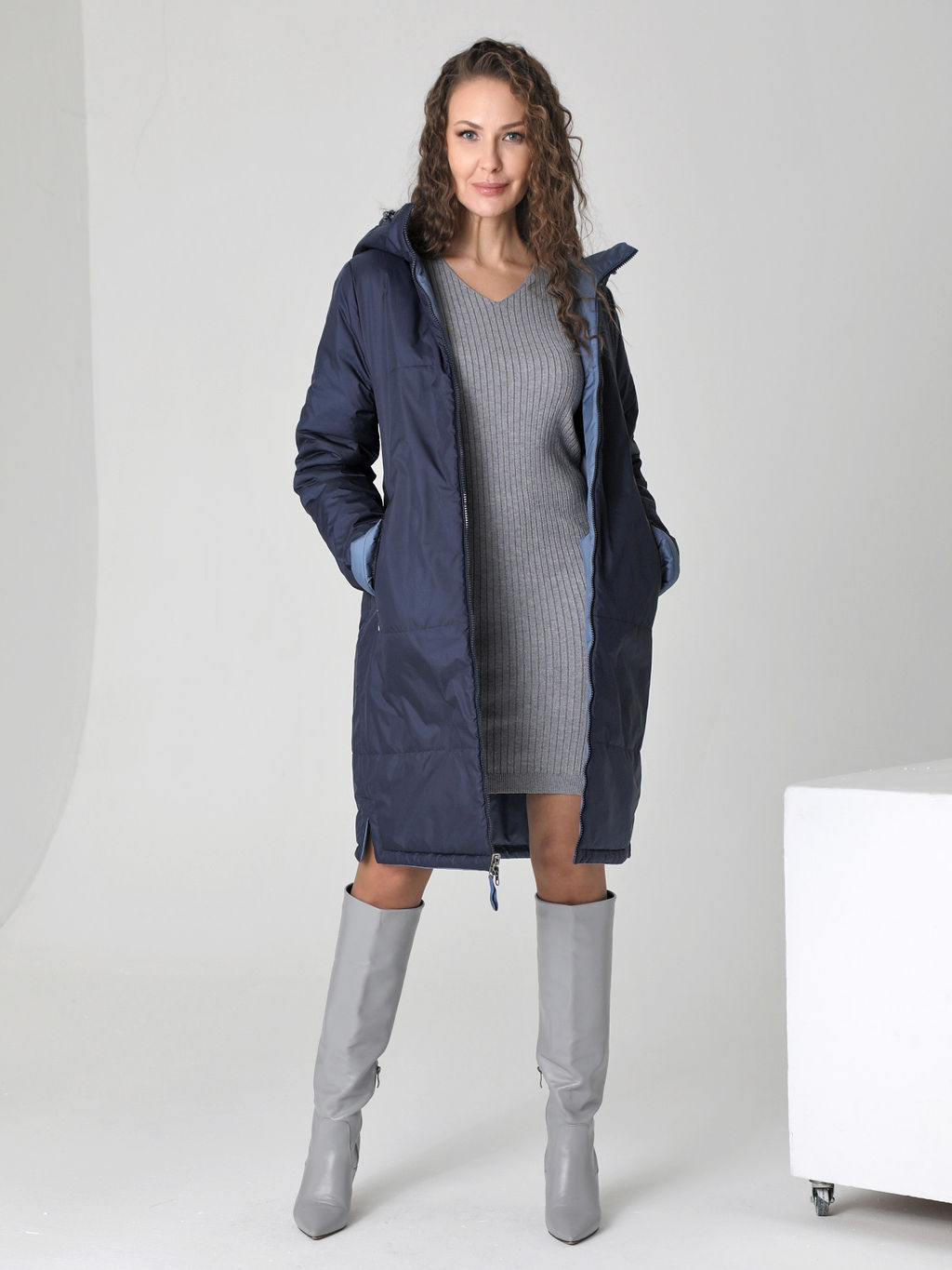 25108 Плащ утепл. синий - Dizzyway фото 3