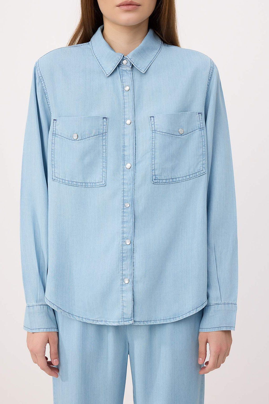 Mavi Oversize/Genis Kesim More Sustainable %100 Tencel Gomlek TWOSS26GO00119