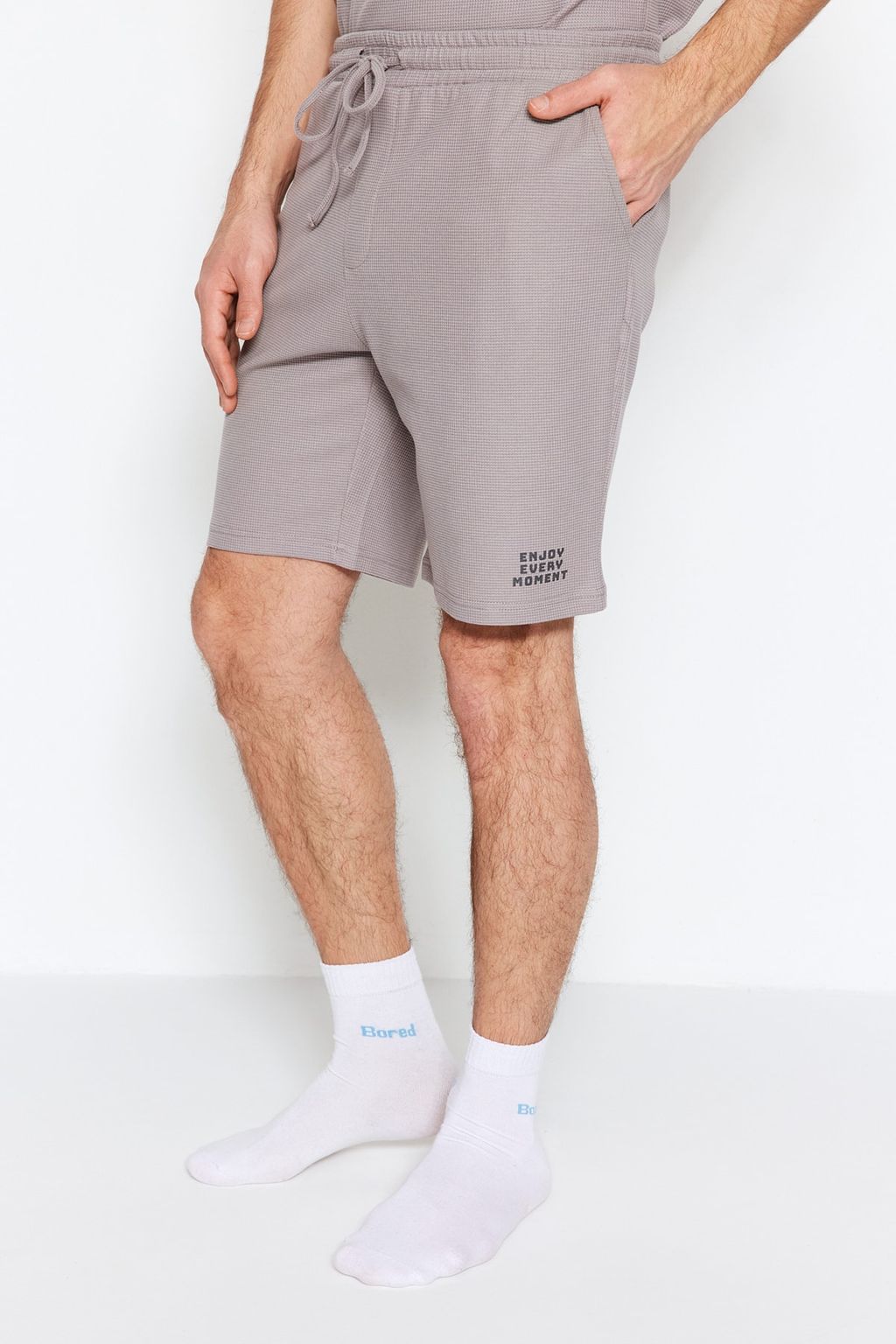 TRENDYOL MAN Mavi Regular Fit Waffle Sortlu Pijama Tak?m? TMNSS23PT00032 - Trendyolmilla фото 18