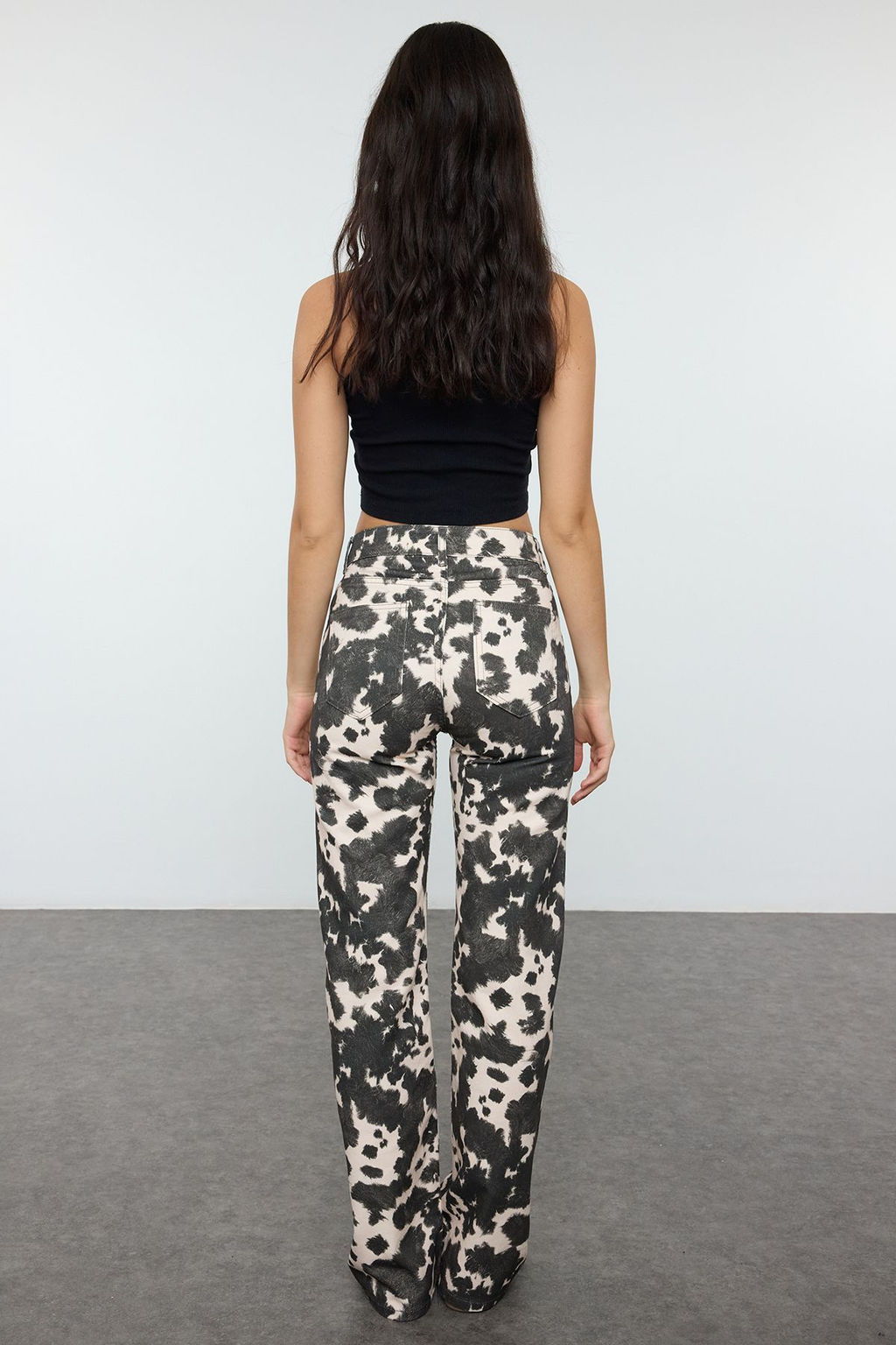 Kahverengi Inek Desenli Dusuk Bel Wide Leg Jeans TWOAW25JE00354 - Trendyolmilla фото 6