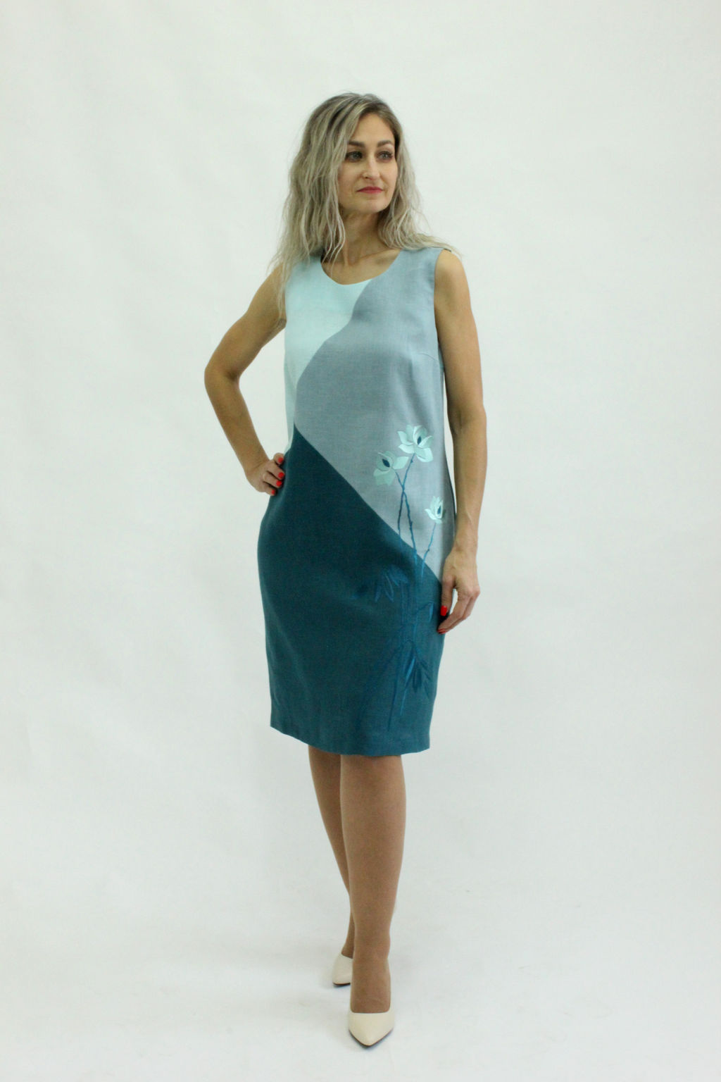 100% ЛЁН Платье ПОЛУПРИЛЕГАЮЩЕЕ - Елецкие узоры фото 2