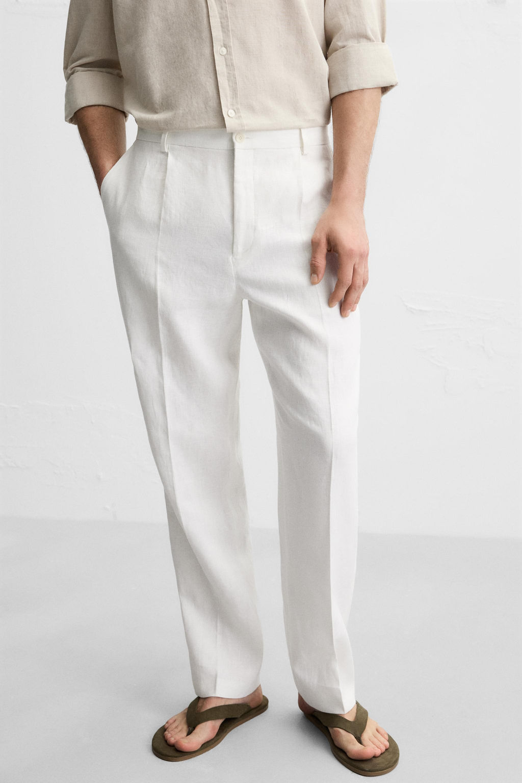 100% LINEN PLEATED TROUSERS - Zara фото 5