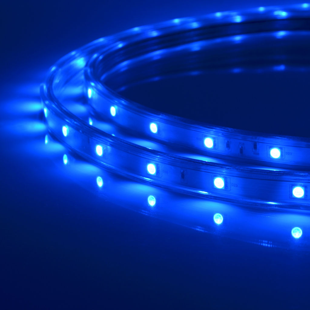 ULS-Q215 5050-30LED/m-14mm-IP67-220V-7,2W/m-50M-RGB Светодиодная гибкая герметичная лента Volpe. В ПВХ трубке. Упаковка - бобина 50 м. IP67. Угол излучения 120. Кратность резки 1 м. Многоцветная.
