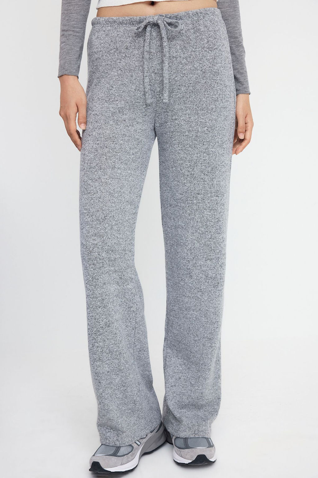 Antrasit Yumos Wide Leg/Genis Paca Baglama Detayl? Esnek Orme Pantolon TWOAW26PL00025