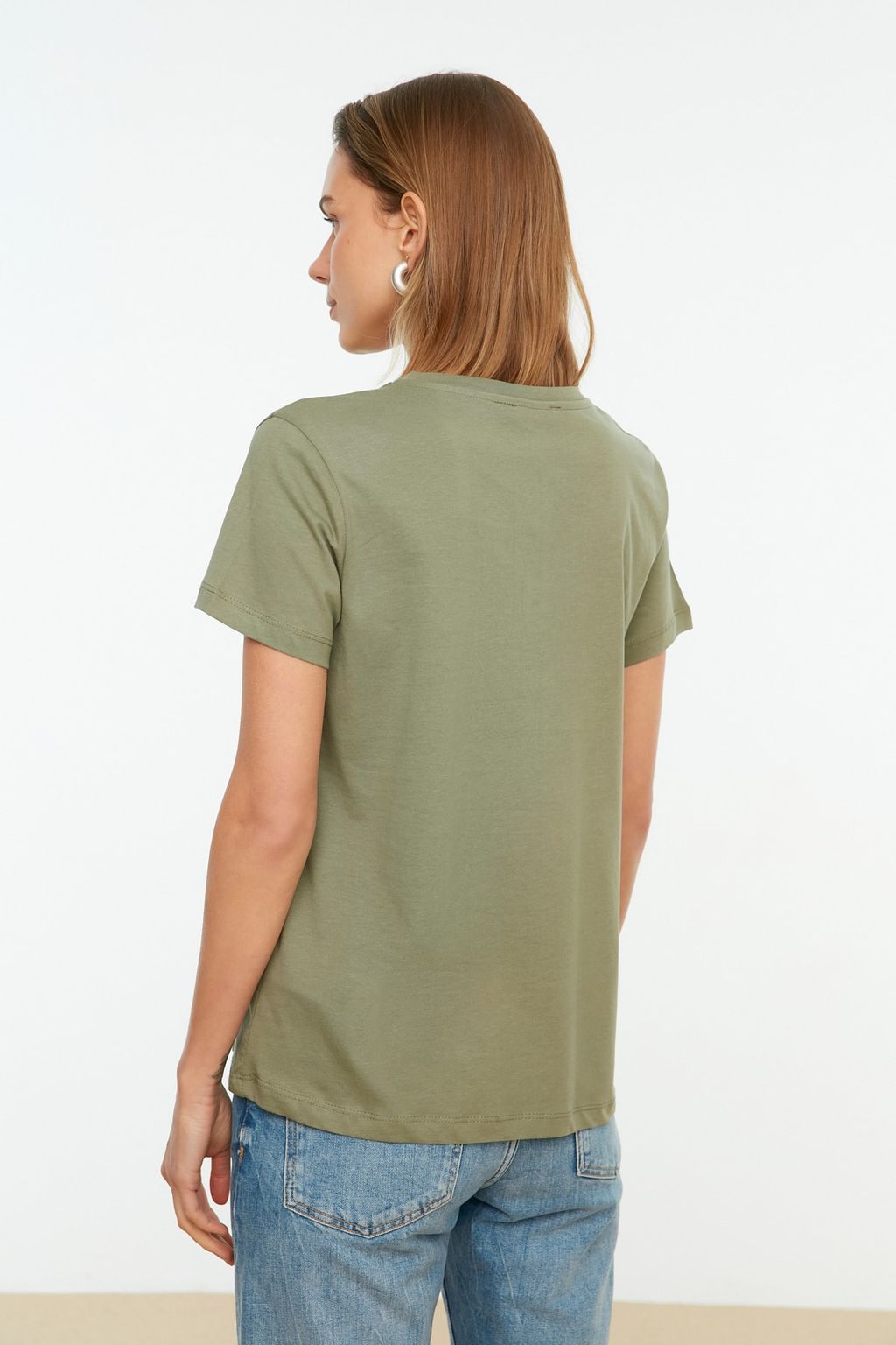 Haki-Somon %100 Pamuk Suprem Bisiklet Yaka 2li Paket Orme T-Shirt TWOSS20TS0141