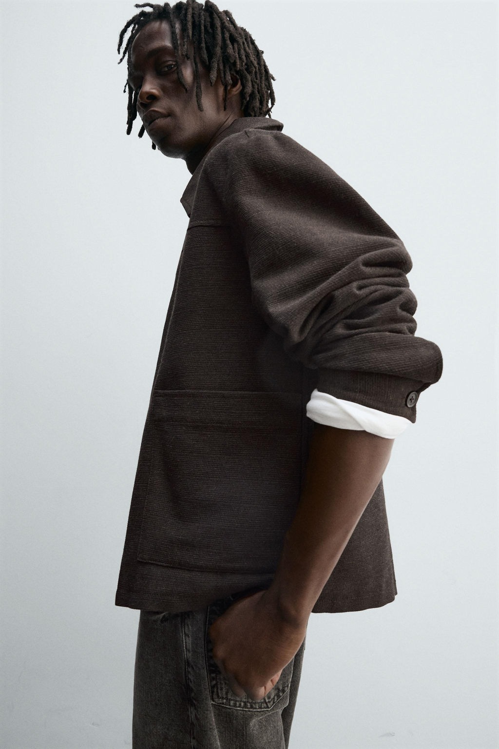 TEXTURED OVERSHIRT WITH POCKETS - Zara фото 5