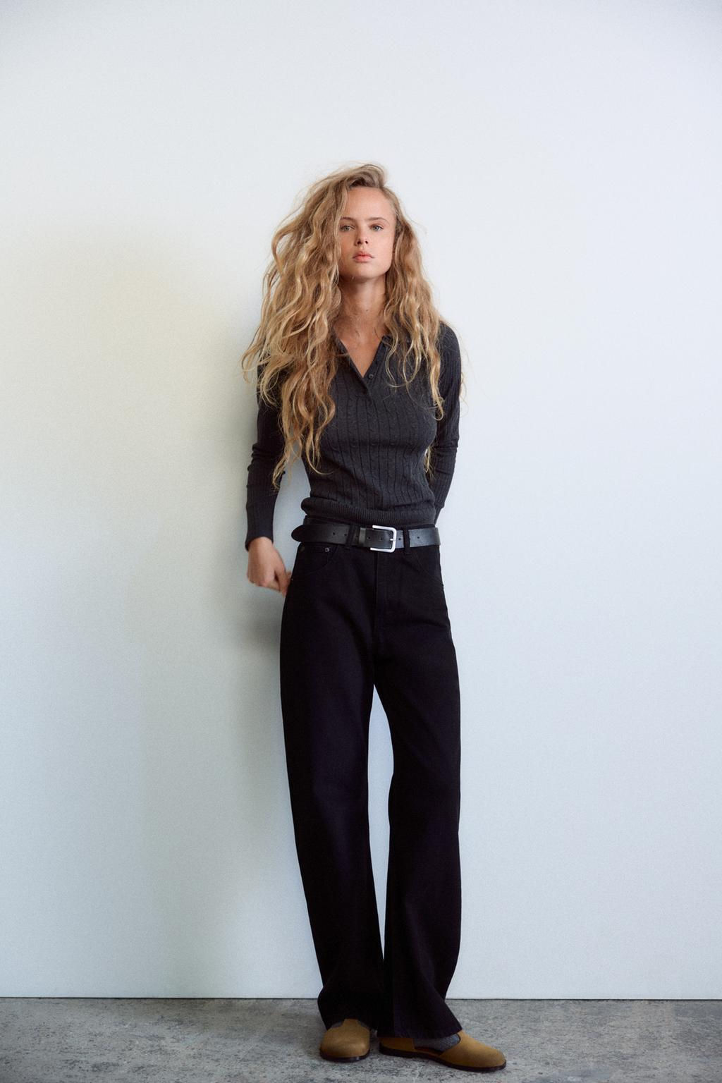 CABLE-KNIT POLO TOP - Zara фото 3