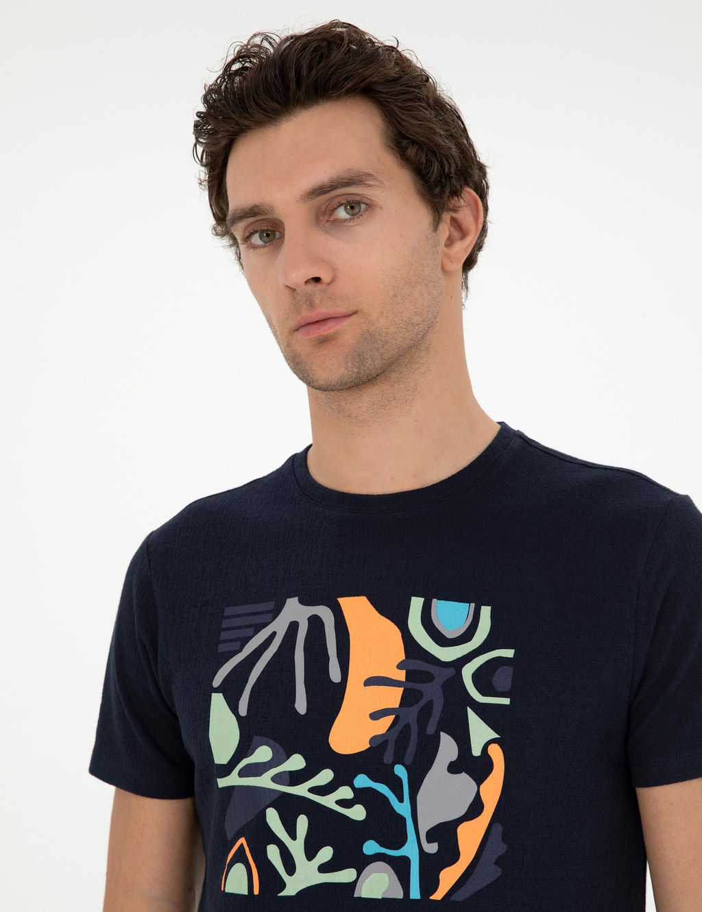 Темно-синяя приталенная футболка с круглым вырезом - Cacharel фото 2