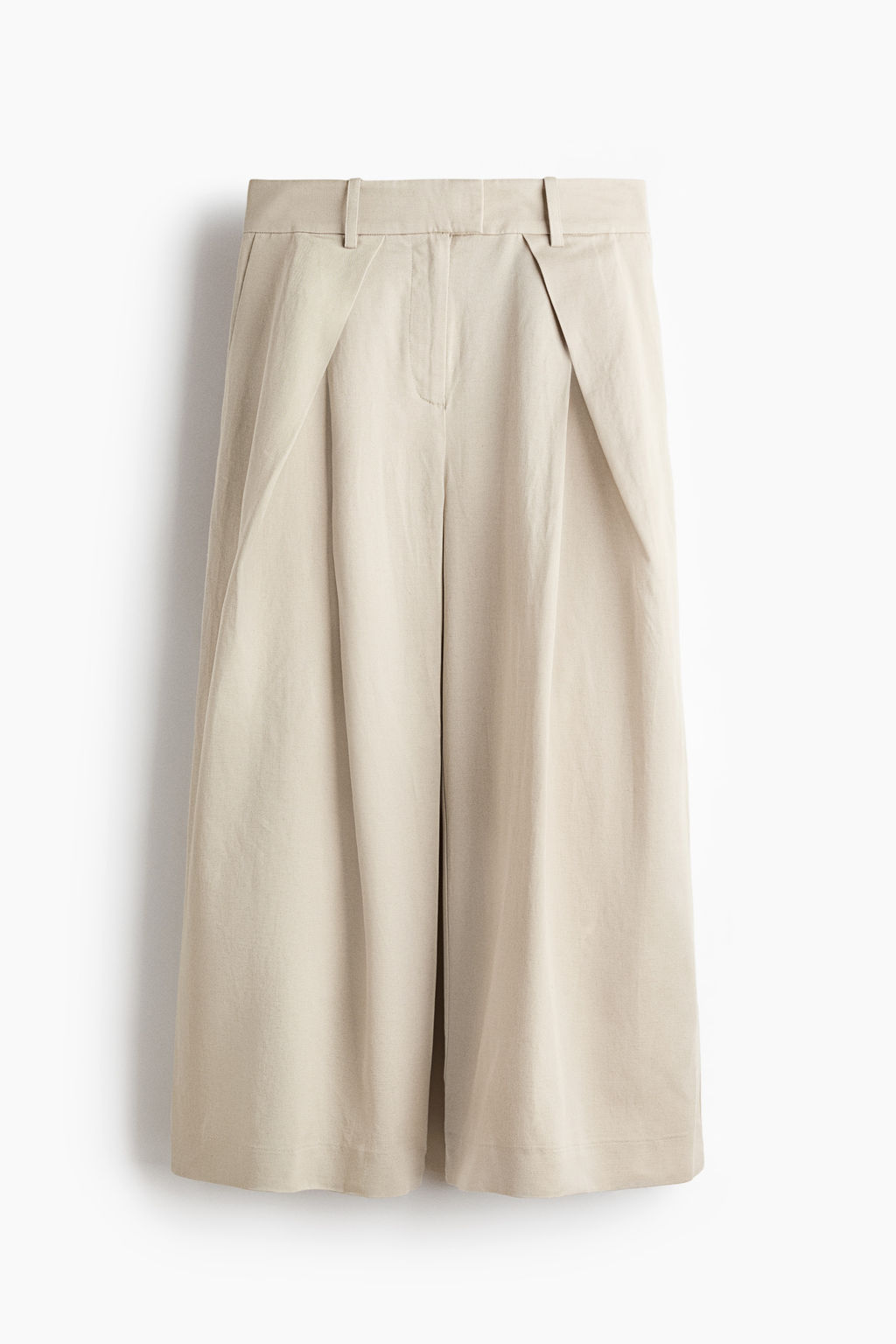 Pantal?n culotte en mezcla de lino con pliegues