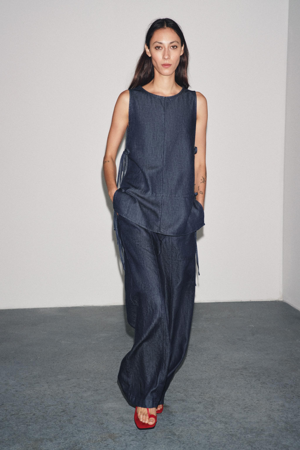 ZW COLLECTION DENIM TIE TOP - Zara фото 16
