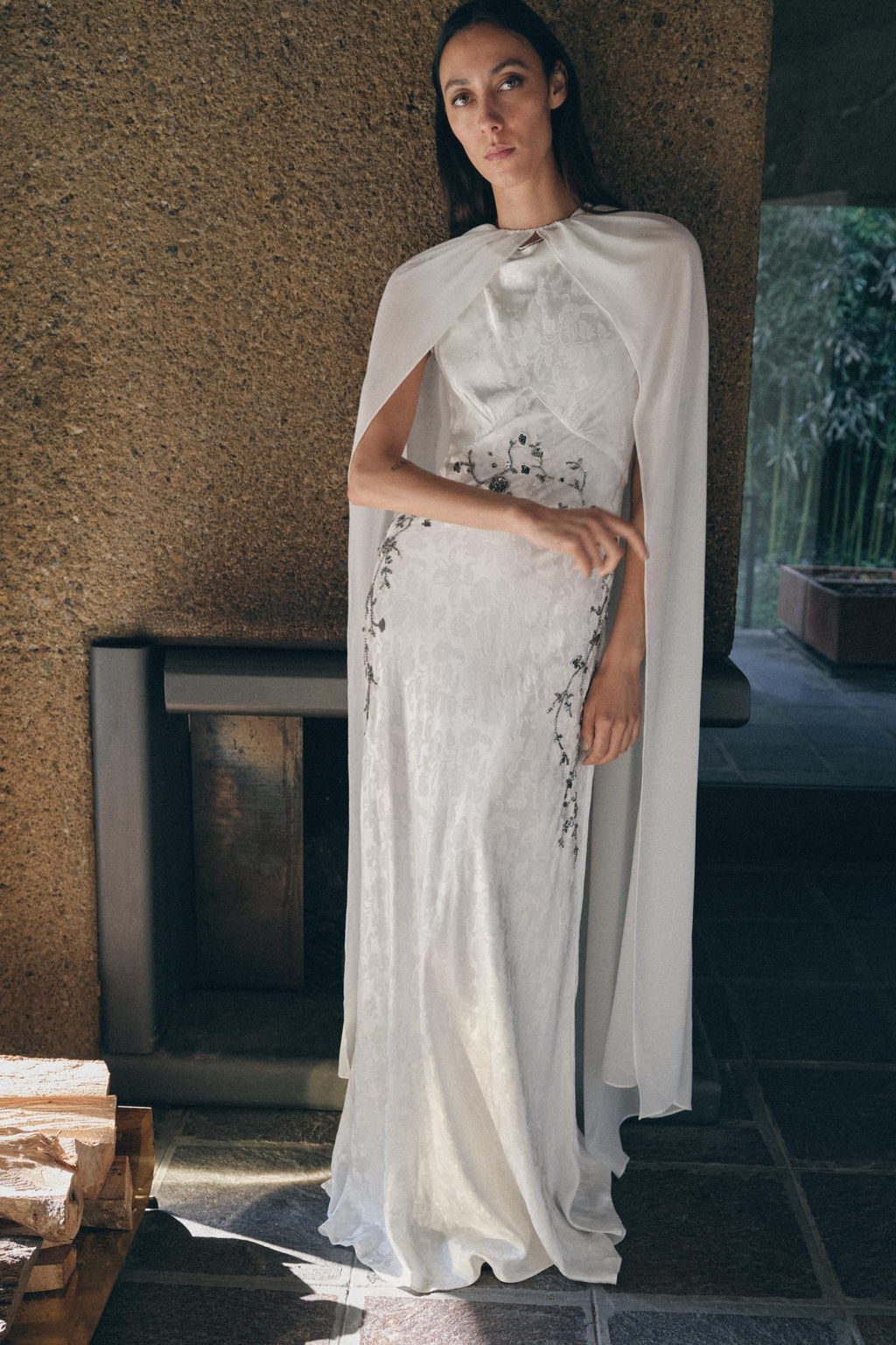 VESTIDO JACQUARD ABALORIOS LENTEJUELAS / crudo-blanco - Zara фото 6