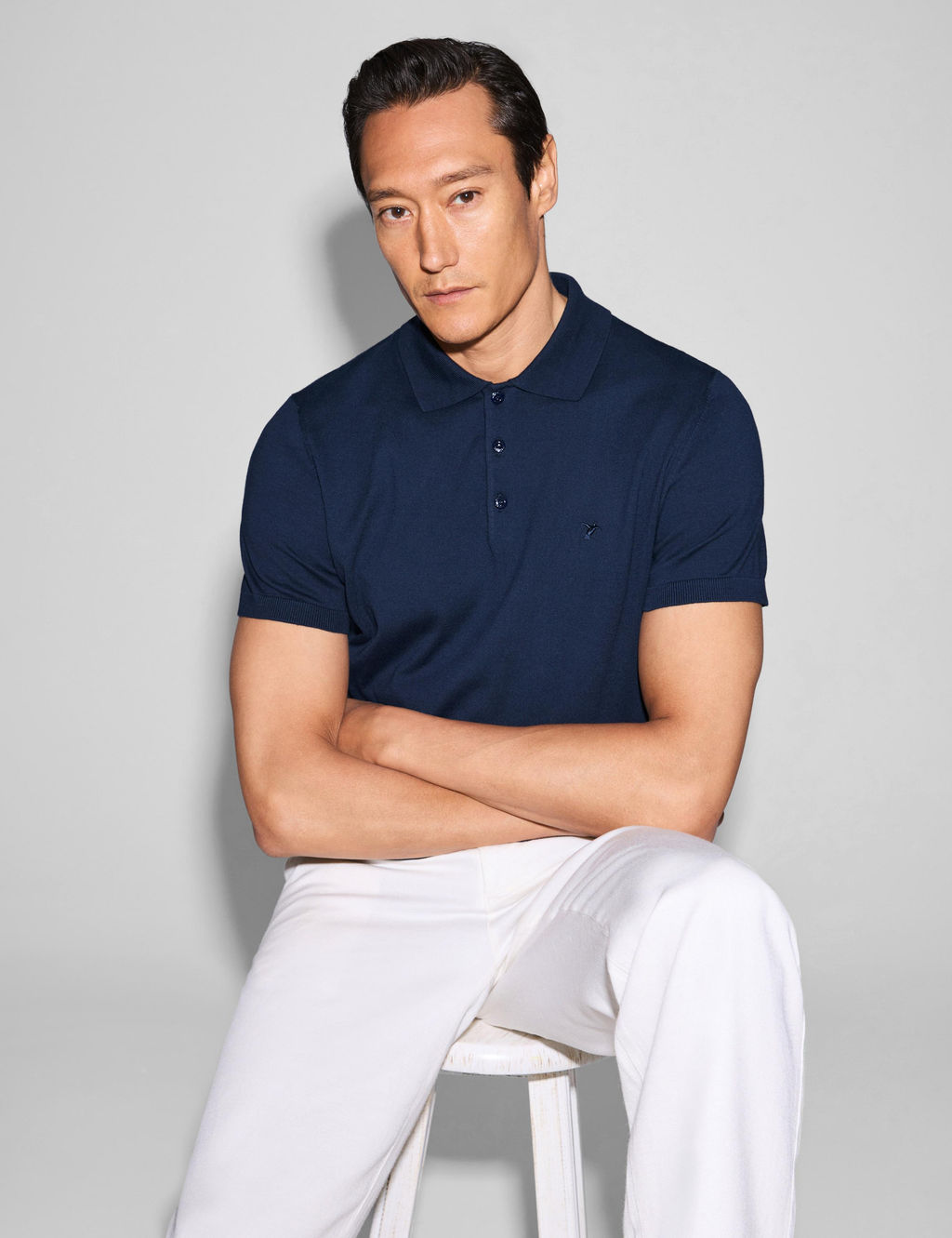 Lacivert Slim Fit Polo Yaka Saf Pamuk Triko T-shirt