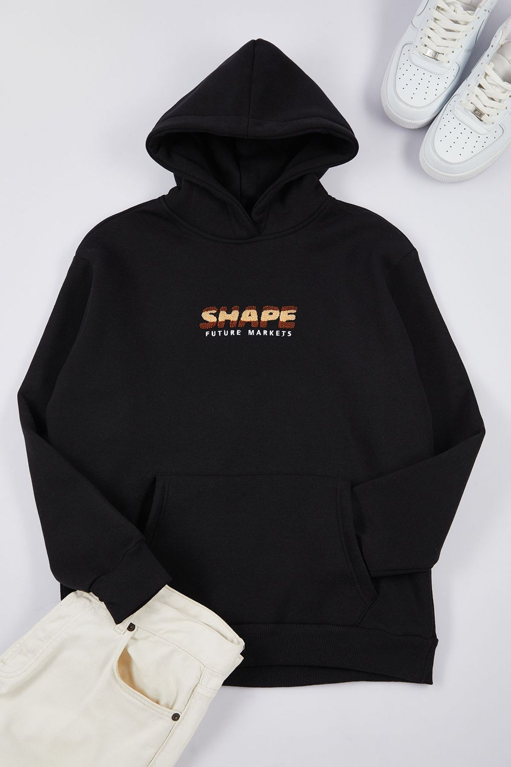 TRENDYOL MAN Siyah Oversize/Genis Kesim Yaz? Bask?l? Kapusonlu Ici Polar Sweatshirt TMNAW25SW00100 - Trendyolmilla фото 6