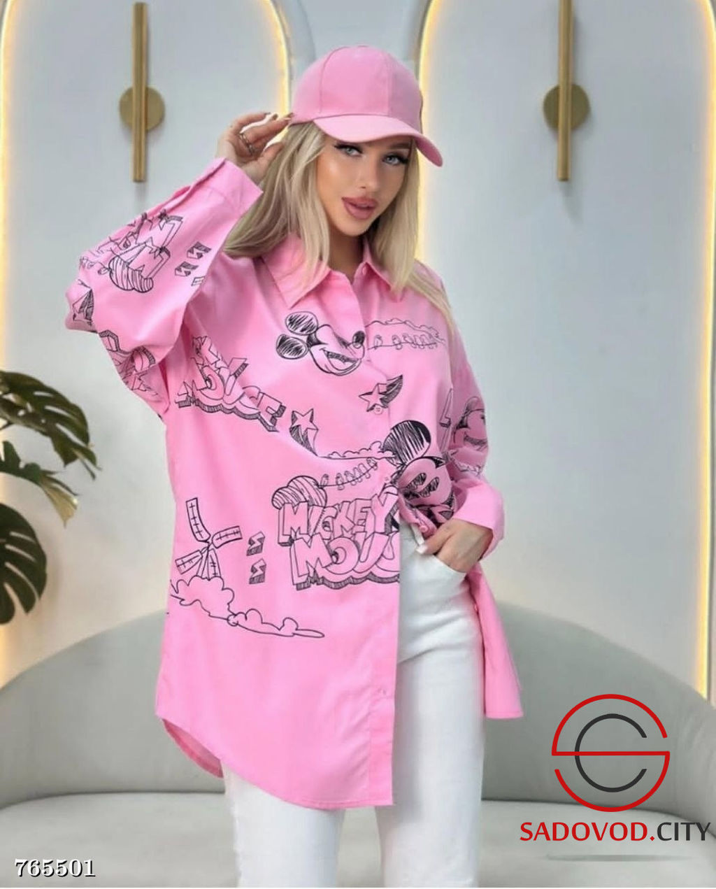 Женская удлиненная рубашка с принтом - Kinoki фото 3