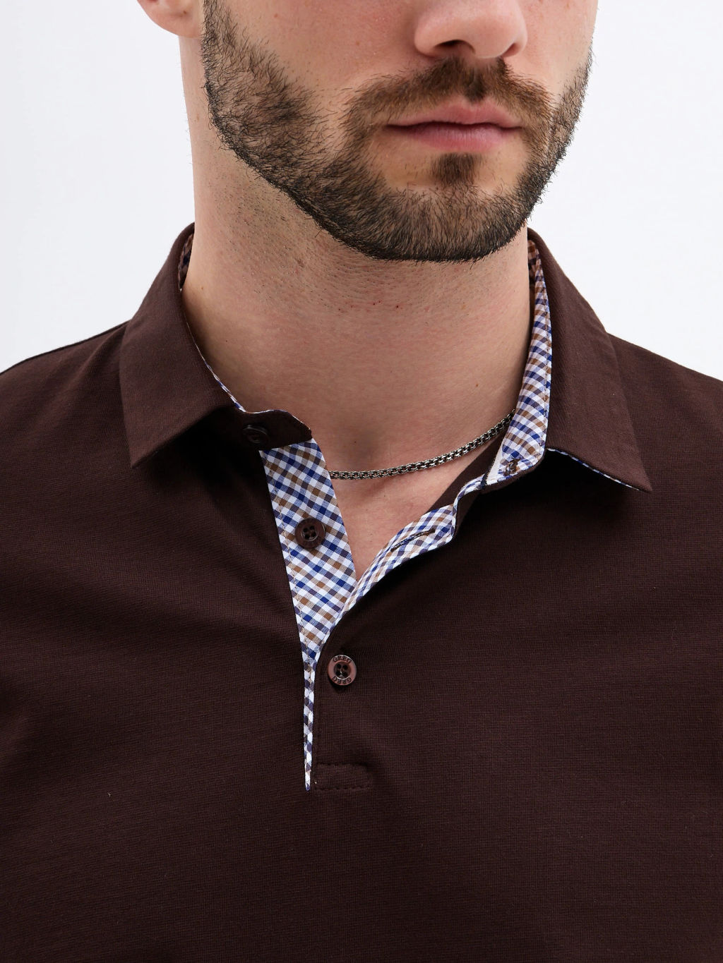 Джемпер мужской с воротником поло короткий рукав GREG G144-KO1246T-SAS5104 (коричневый) фото 2