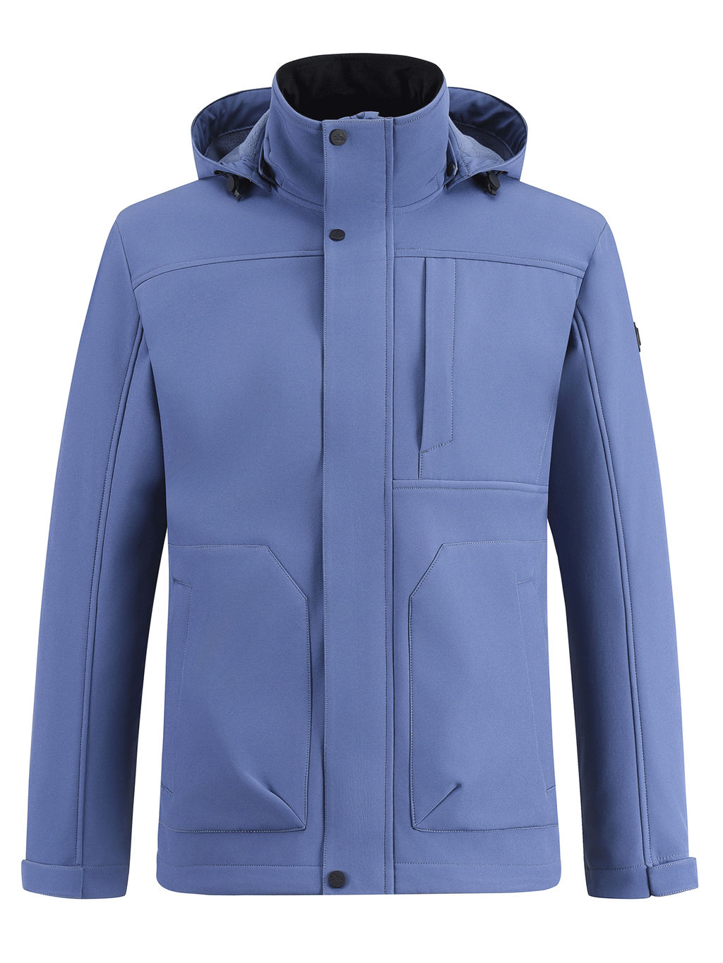 Ветровка мужская софтшелл виндстоппер с капюшоном спортивная синего цвета 9617_1S