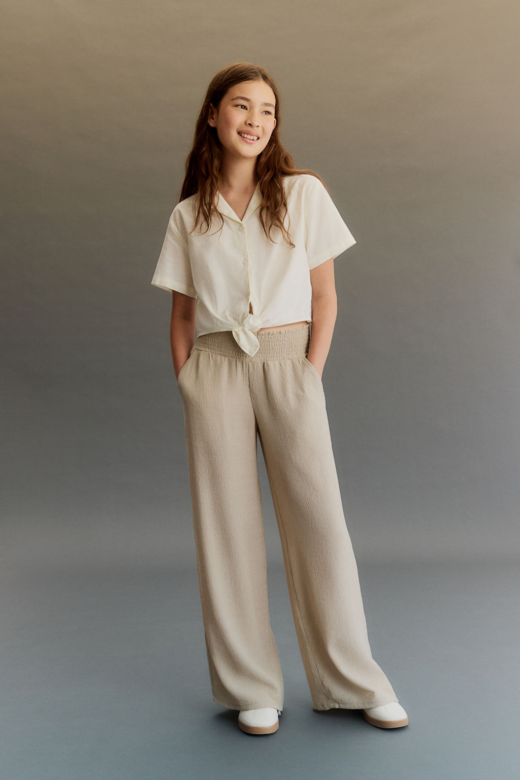 Pantal?n efecto arrugado con cintura fruncida - H&m фото 4