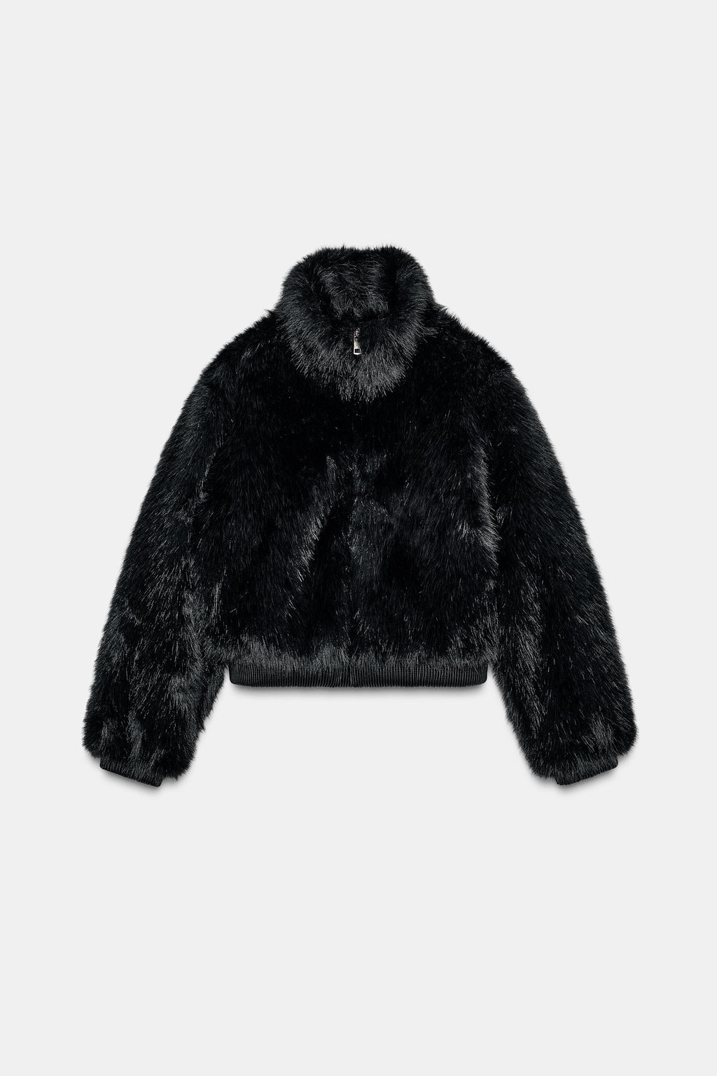 SHORT FAUX FUR COAT WITH HIGH NECK