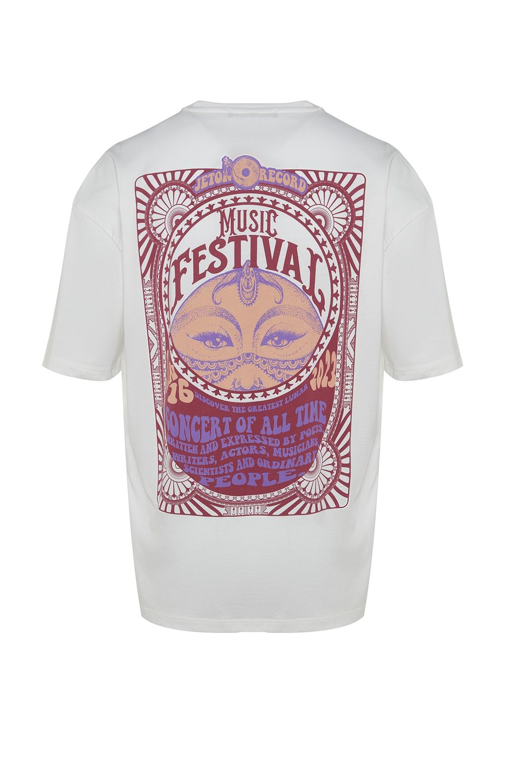 TRENDYOL MAN Ekru Unisex Oversize/Genis Kesim Etnik S?rt Bask?l? %100 Pamuklu T-shirt TMNSS23TS00212 - Trendyolmilla фото 11