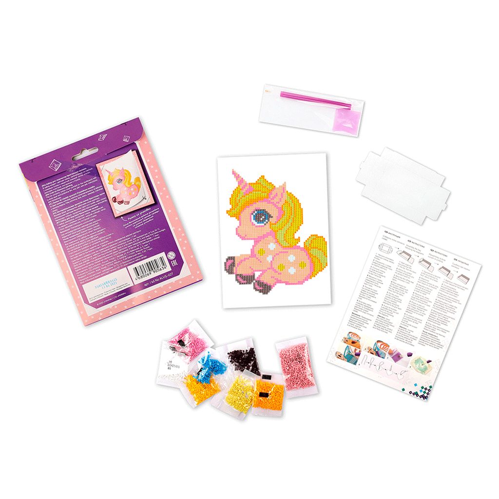 Кристальная (алмазная) мозаика ФРЕЯ ALVS-027 мини-картина Розовый единорог 14 х 19.5 см