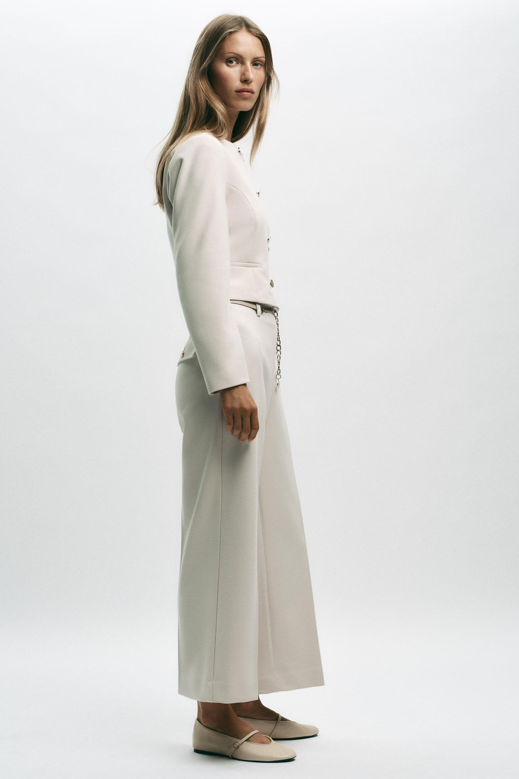CROPPED TROUSERS WITH CHAIN BELT - Zara фото 3