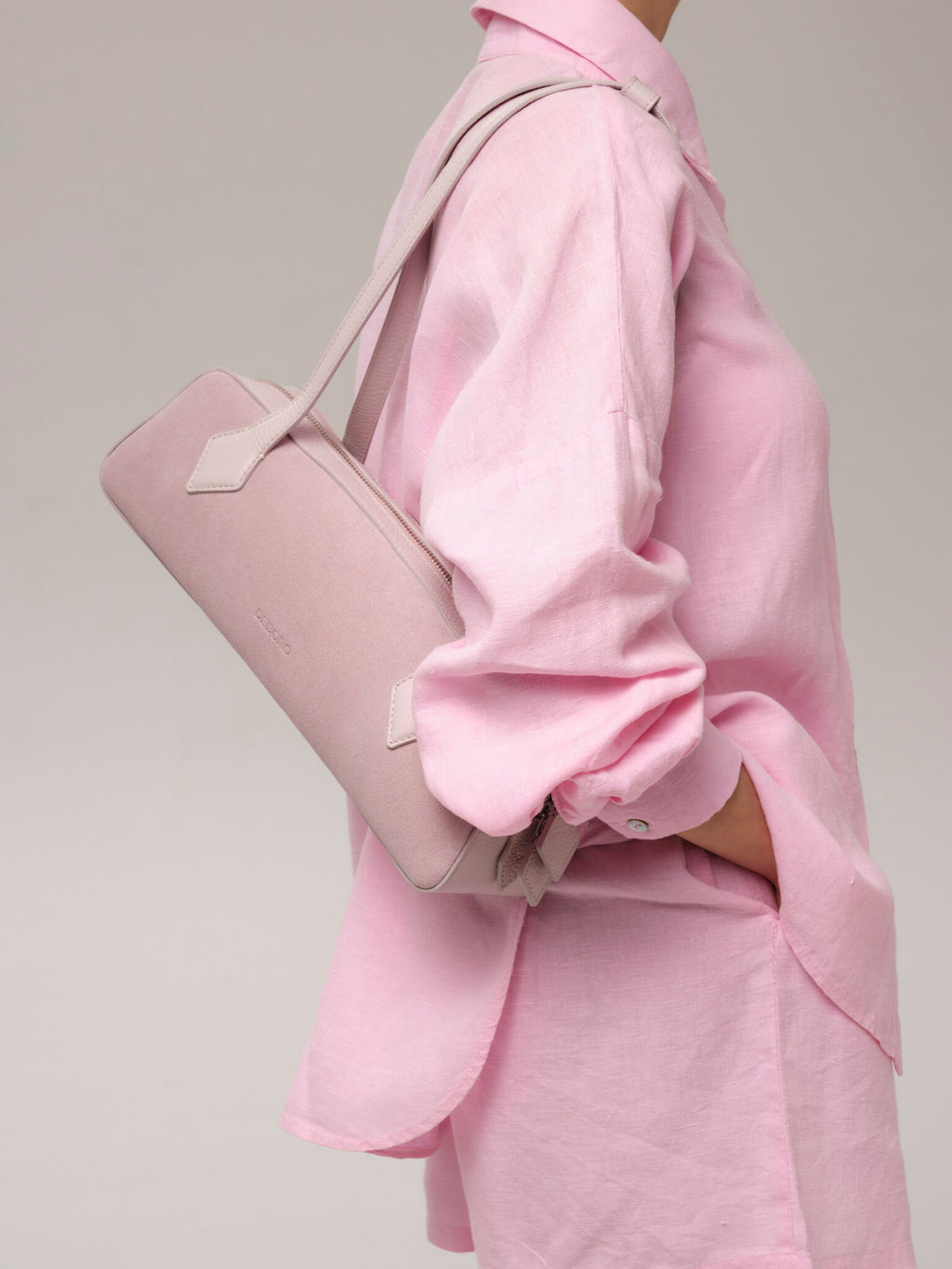 Сумка багет на плечо Deboro 31129 розовый дым