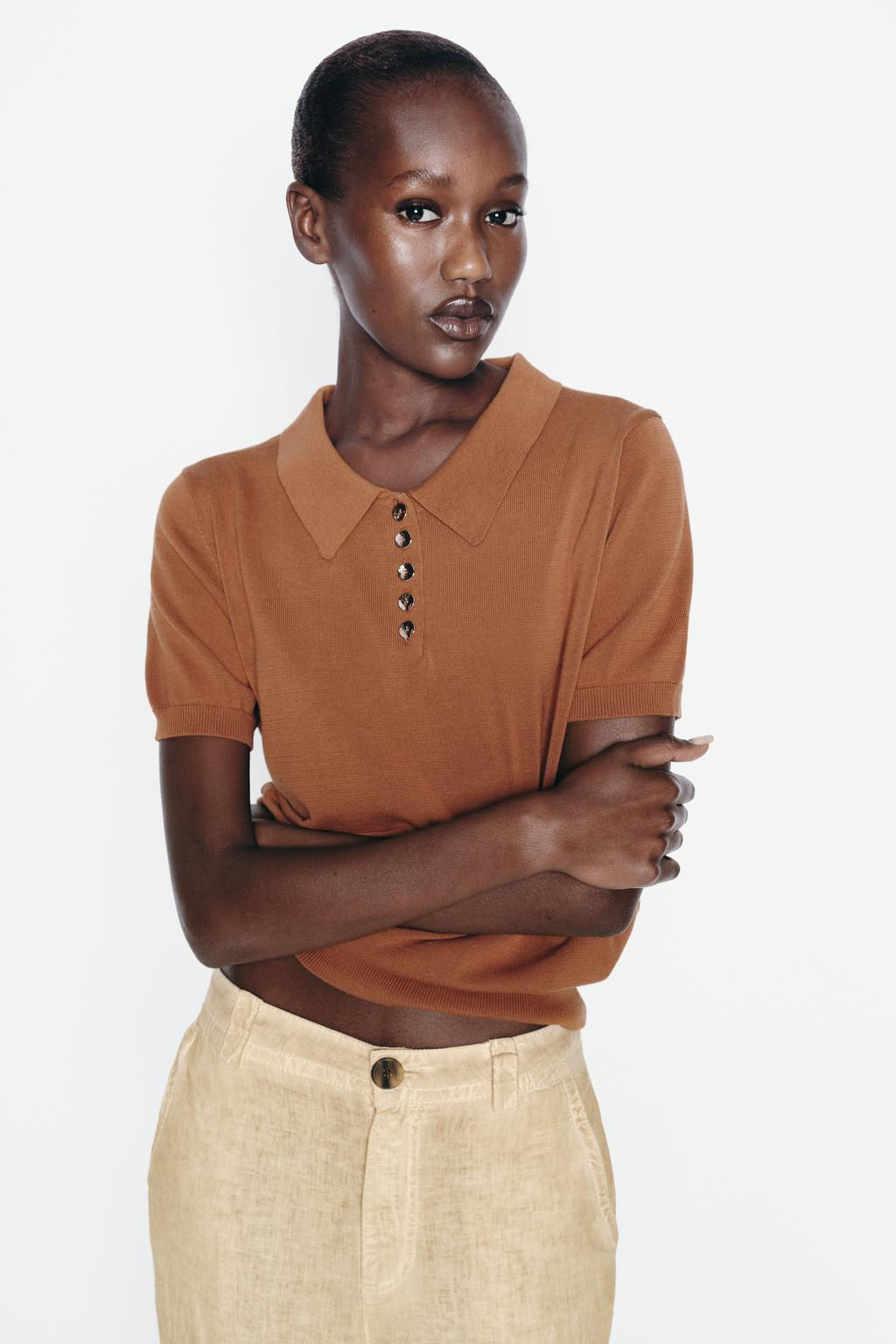 PLAIN KNIT POLO SHIRT - Zara фото 4